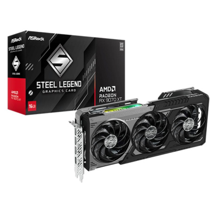 ASRock VGA AMD Radeon RX 9070 XT Steel Legend Dark 16GB, RX 9070 XT, 16GB GDDR6, 3xDP, 1xHDMI