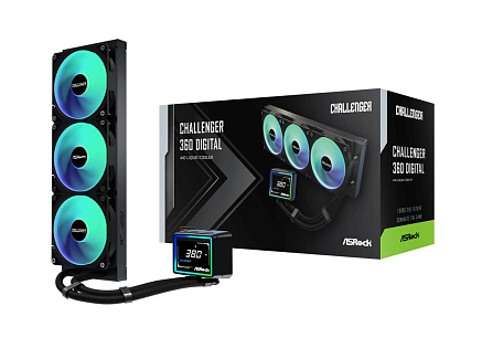 ASROCK Vodní chladič Challenger 360 Digital, 3x120mm, ARGB, LGA1851, AM5, černá