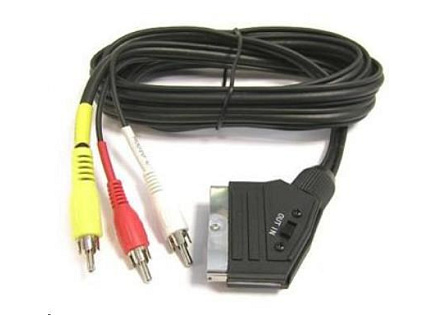 PremiumCord Kabel SCART - 3xCINCH M/M 1.5m in/out přepínač