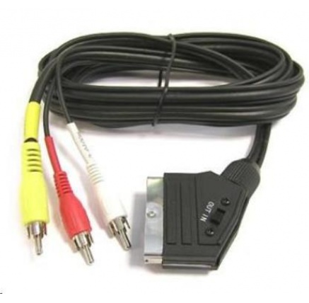 PremiumCord Kabel SCART - 3xCINCH M/M 1.5m in/out přepínač