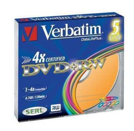 VERBATIM DVD+RW(5-Pack)Slim/Colour//4x/DLP/4.7GB