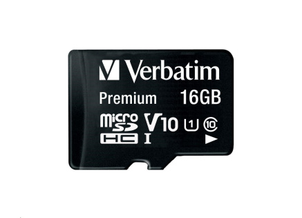 VERBATIM MicroSDHC karta 16GB Premium, U1 + SD adaptér VERBATIM MicroSDHC karta 16GB Premium, U1 + SD adaptér