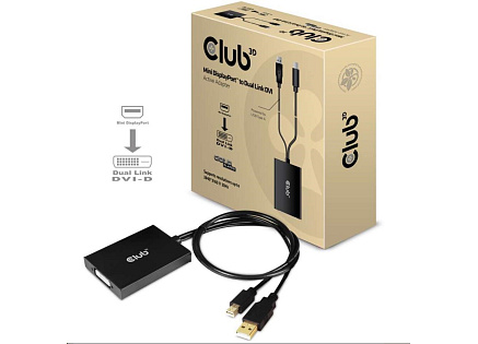Club3D Adaptér aktivní Mini DisplayPort 1.2 na Dual Link DVI-D Active Adapter, pouze HDCP, 4k30Hz, 60cm