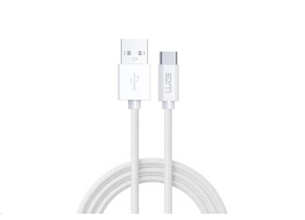 WG Datový kabel Type C-USB-A/1m/nylon braided/white