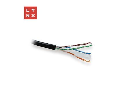 LYNX UTP kabel, Cat6, PE (Fca), celoměděný, venkovní, černý, box 305m