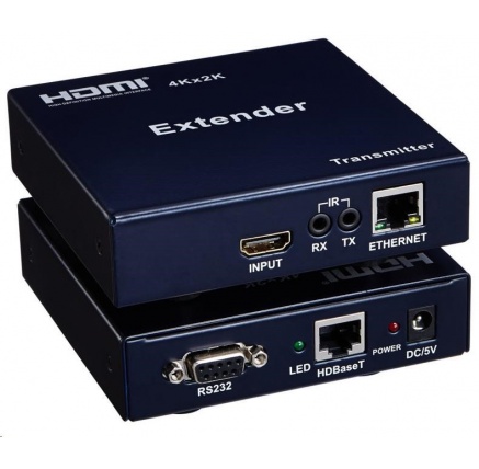 PremiumCord HDMI HDBaseT 4K extender na 100m, over IP, jeden vysílač na více přijímačů