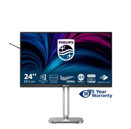 Philips MT 23,8" 24B2U4301 - 1920x1080,IPS,120Hz,1xHDMI,1xDP,USBhub,USB-C,PD,RJ45,Repro,Pivot