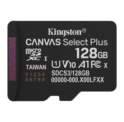 Kingston MicroSDXC karta 128GB Canvas Select Plus, U1, V10, A1