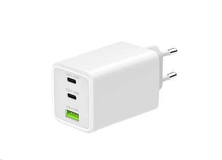 WG - Síťová nabíječka GaN 100W, 3x USB, 1x USB-A + 2x USB-C, white