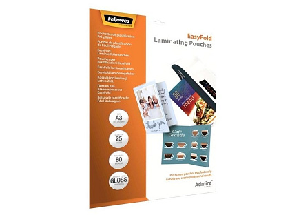 Laminovací fólie Fellowes A3 80 mic lesklé snadné složení (25ks) Laminovací fólie Fellowes A3 80 mic lesklé snadné složení (25ks)