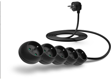 CONNECT IT prodlužovací kabel 230V, 5 zásuvek, 3 m, bez vypínače (černý)