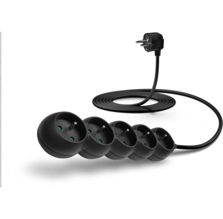 CONNECT IT prodlužovací kabel 230V, 5 zásuvek, 3 m, bez vypínače (černý) CONNECT IT prodlužovací kabel 230V, 5 zásuvek, 3 m, bez vypínače (černý)