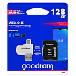 GOODRAM microSDXC karta 128GB M1A4 All-in-one (R:100/W:10 MB/s), UHS-I Class 10, U1 + Adapter + OTG card reader/čtečka