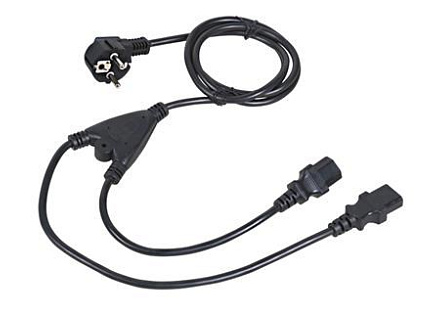 C-TECH kabel síťový 220/230V napájecí, 1,8m, rozdvojka Y, VDE
