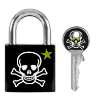 Master Lock Visací zámek  z pevného hliníku 3430EURDSKULL - 30mm