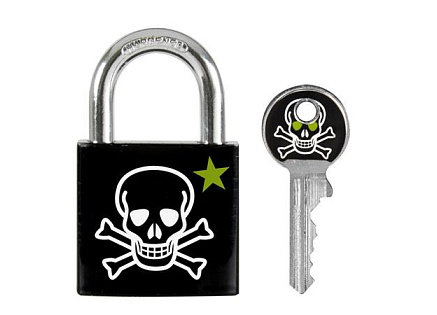 Master Lock Visací zámek  z pevného hliníku 3430EURDSKULL - 30mm