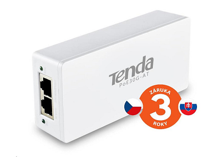 Tenda PoE30G-AT Gigabit Ethernet Power Injector, 30W, 802.3at, 802.3af,48V,PD Autodet. Tenda PoE30G-AT Gigabit Ethernet Power Injector, 30W, 802.3at, 802.3af,48V,PD Autodet.
