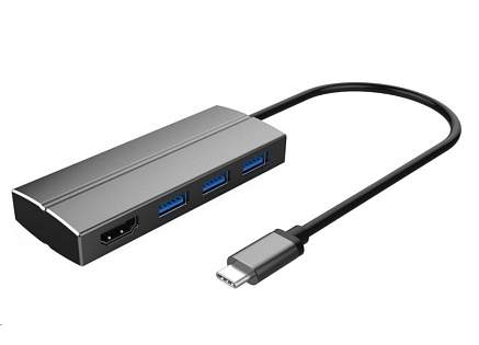 PREMIUMCORD Adaptér USB 3.1 Type-C male na HDMI female + 3x USB 3.0, aluminum PREMIUMCORD Adaptér USB 3.1 Type-C male na HDMI female + 3x USB 3.0, aluminum