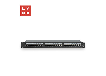 LYNX 19" patch panel  24-port, FTP Cat5e, 50µ, stíněný, černý