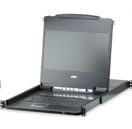 ATEN 8-port KVM USB, DVI, OSD,Single Rail rack, 17.3" FHD LCD, touchpad, klávesnice