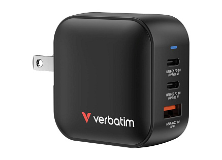 VERBATIM GaN Nabíječka Mini GaN 70W, 2xUSB-C, 1x USB-A, černá