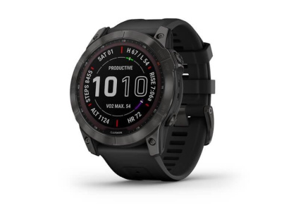 Garmin fenix 7X Sapphire Solar, Titan Carbon Gray/ Black Silicone Band Garmin fenix 7X Sapphire Solar, Titan Carbon Gray/ Black Silicone Band