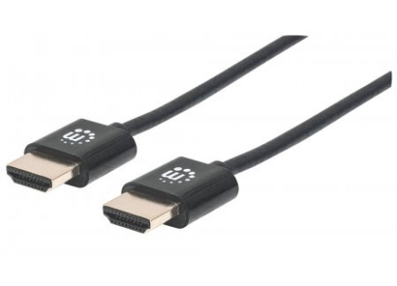 MANHATTAN Ultra-thin High Speed HDMI Cable with Ethernet, HEC, ARC, 3D, 4K, HDMI Male to Male, Shielded, Black, 0,5m