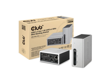 Club3D Dokovací stanice USB-A 8v1, 1xHDMI, 1xDVI, 4xUSB, 1xRJ45, 1x3.5mm, šedá