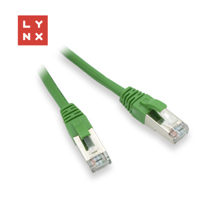 LYNX FTP patch kabel Cat5e PVC, CCA, 0,1m, zelený (balení obsahuje 10ks)