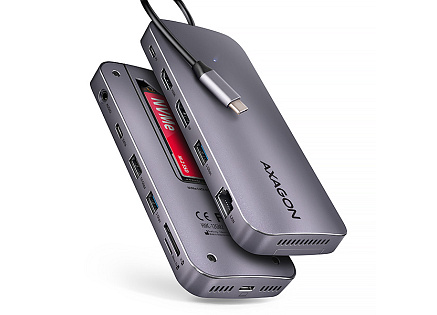 AXAGON HMC-12GM2, USB 10Gbps hub, 3x USB-A, USB-C, HDMI, DP, RJ-45 GLAN, M.2, SD/mSD, audio, PD 100W, kabel USB-C 50cm AXAGON HMC-12GM2, USB 10Gbps hub, 3x USB-A, USB-C, HDMI, DP, RJ-45 GLAN, M.2, SD/mSD, audio, PD 100W, kabel USB-C 50cm