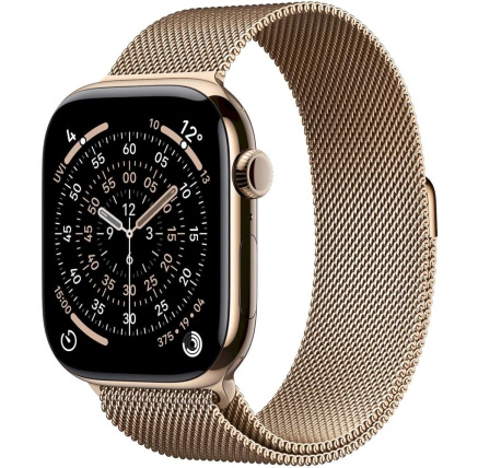 Apple Watch Series 11 GPS + Cellular 46mm Gold Titanium Case with Gold Milanese Loop - M/L