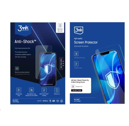 3mk All-Safe - AIO fólie Anti-shock Full Wet Fitting Phone, 25 ks 3mk All-Safe - AIO fólie Anti-shock Full Wet Fitting Phone, 25 ks