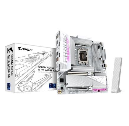 GIGABYTE MB Sc LGA1851 B860M AORUS ELITE WIFI6E ICE, Intel B860, 4xDDR5, 1xUSB4, 1xDP, 1xHDMI, WiFi, mATX