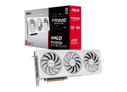 ASUS VGA AMD RADEON RX 9070 XT PRIME 16GB OC WHITE, RX 9070 XT, 16GB GDDR6, 3xDP, 1xHDMI