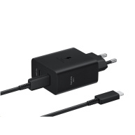 Samsung Dual USB-C 50W Cestovní nabíječka + USB-C Datový Kabel Black