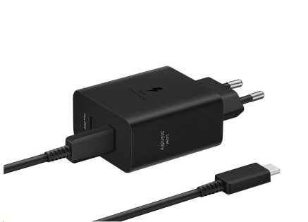 Samsung Dual USB-C 50W Cestovní nabíječka + USB-C Datový Kabel Black Samsung Dual USB-C 50W Cestovní nabíječka + USB-C Datový Kabel Black