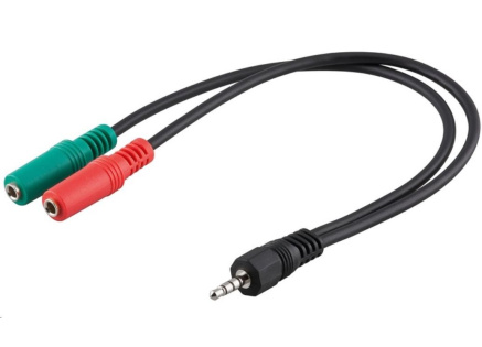 PREMIUMCORD Adaptér Jack 3,5mm 4pin - 2x stereo Jack 3,5mm, redukce (M/2xF, 4 pólový)