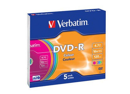 VERBATIM DVD-R(5-Pack)Slim/Colour/16x/4.7GB