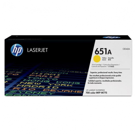 HP 651A Yellow LJ Toner Cart, CE342A (16,000 pages)