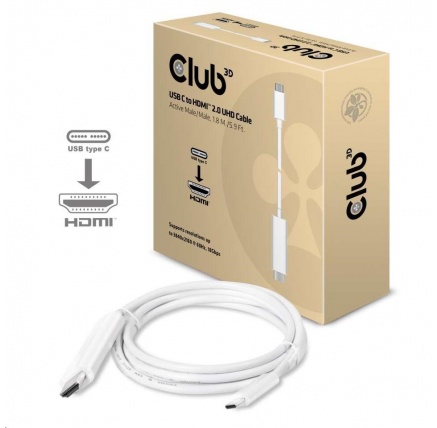 Club3D Kabel aktivní USB typ C na HDMI 2.0 4K60Hz UHD, 1,8m Club3D Kabel aktivní USB typ C na HDMI 2.0 4K60Hz UHD, 1,8m