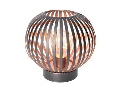 Solight kovová kulatá lucerna se žárovkou s micro LED, teplá bílá, měděná, 3xAA, 19cm