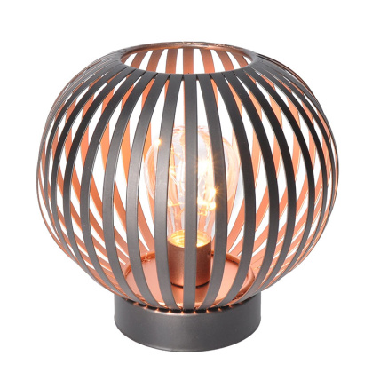 Solight kovová kulatá lucerna se žárovkou s micro LED, teplá bílá, měděná, 3xAA, 19cm