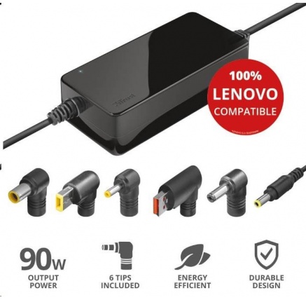 TRUST napájecí adaptér MAXO pro notebooky LENOVO 90W, vč. koncovek TRUST napájecí adaptér MAXO pro notebooky LENOVO 90W, vč. koncovek