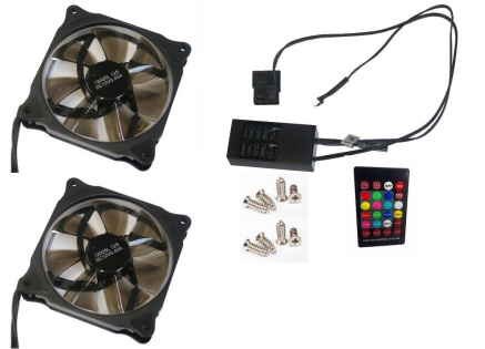 EUROCASE ventilátor RGB 120mm (Ring type), set 2ks + controller