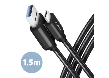 AXAGON BUCM3-AM15AB, SPEED kabel USB-C  USB-A, 1.5m, USB 3.2 Gen 1, 3A, ALU, oplet, černý