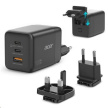 ACER Adaptér 100W GaN charger, 3porty: 2x USB-C + 1x USB-A ports, EU a UK zástrčka, textilní obal, black