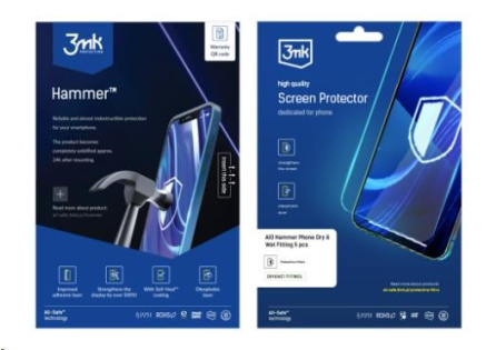 3mk All-Safe - AIO fólie Hammer Dry & Wet Fitting Phone, 5 ks 3mk All-Safe - AIO fólie Hammer Dry & Wet Fitting Phone, 5 ks