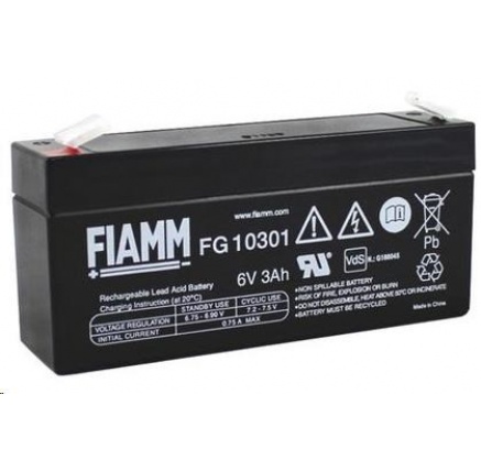 Baterie - Fiamm FG10301 (6V/3Ah - Faston 187), životnost 5let Baterie - Fiamm FG10301 (6V/3Ah - Faston 187), životnost 5let
