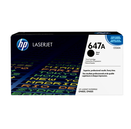 HP 647A Black LJ Toner Cart, CE260A (8,500 pages)
