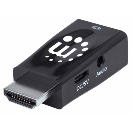 Manhattan adaptér HDMI na VGA, Micro Converter, HDMI Male na VGA Female, audio, černá